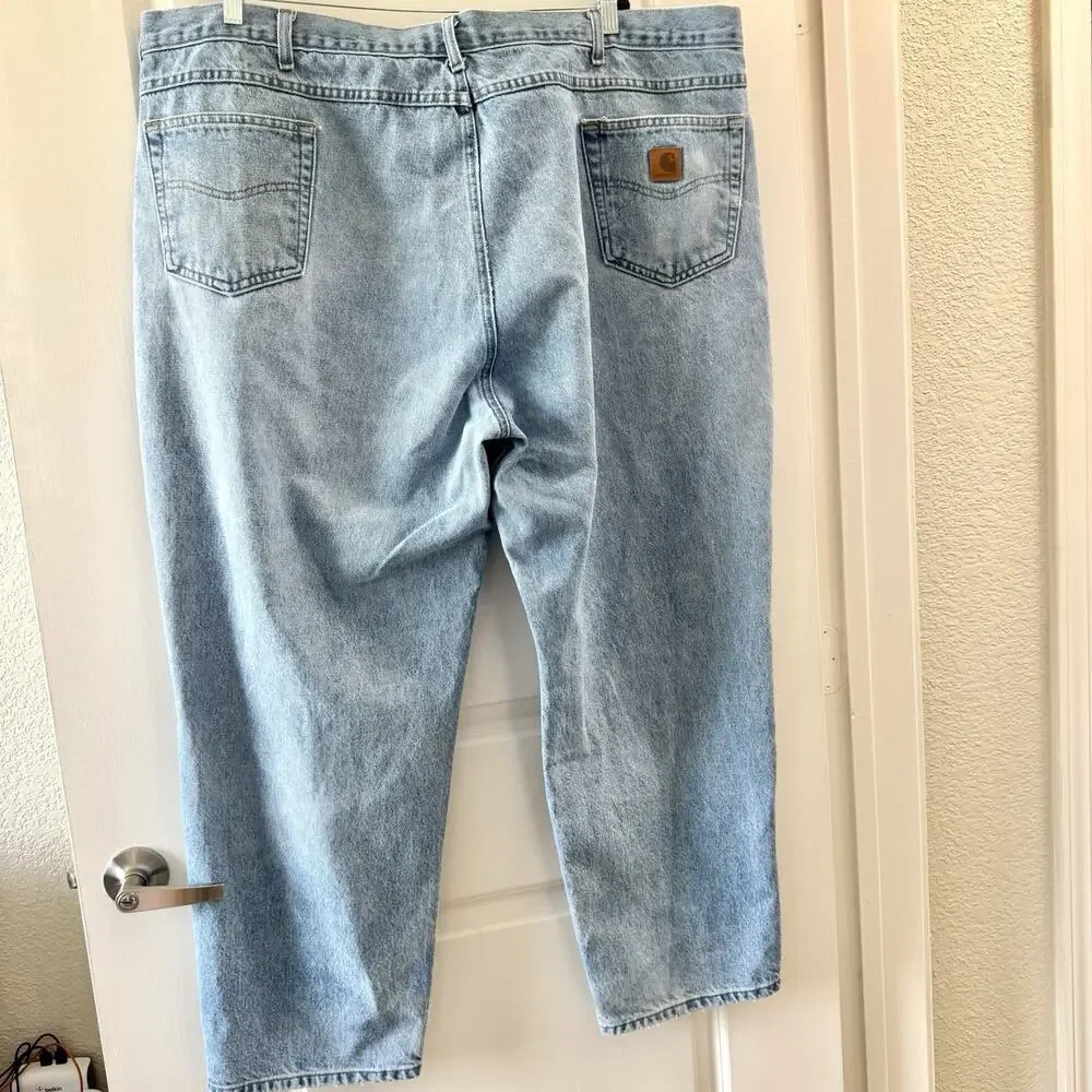 Carhartt B17 Mens Jeans 52x30 Relaxed Fit Light Denim Workwear Big Tall Pants